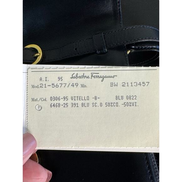 Salvatore Ferragamo Vintage Top Handle Bag in Navy Blue w/Gold Hardware - Picture 12 of 16